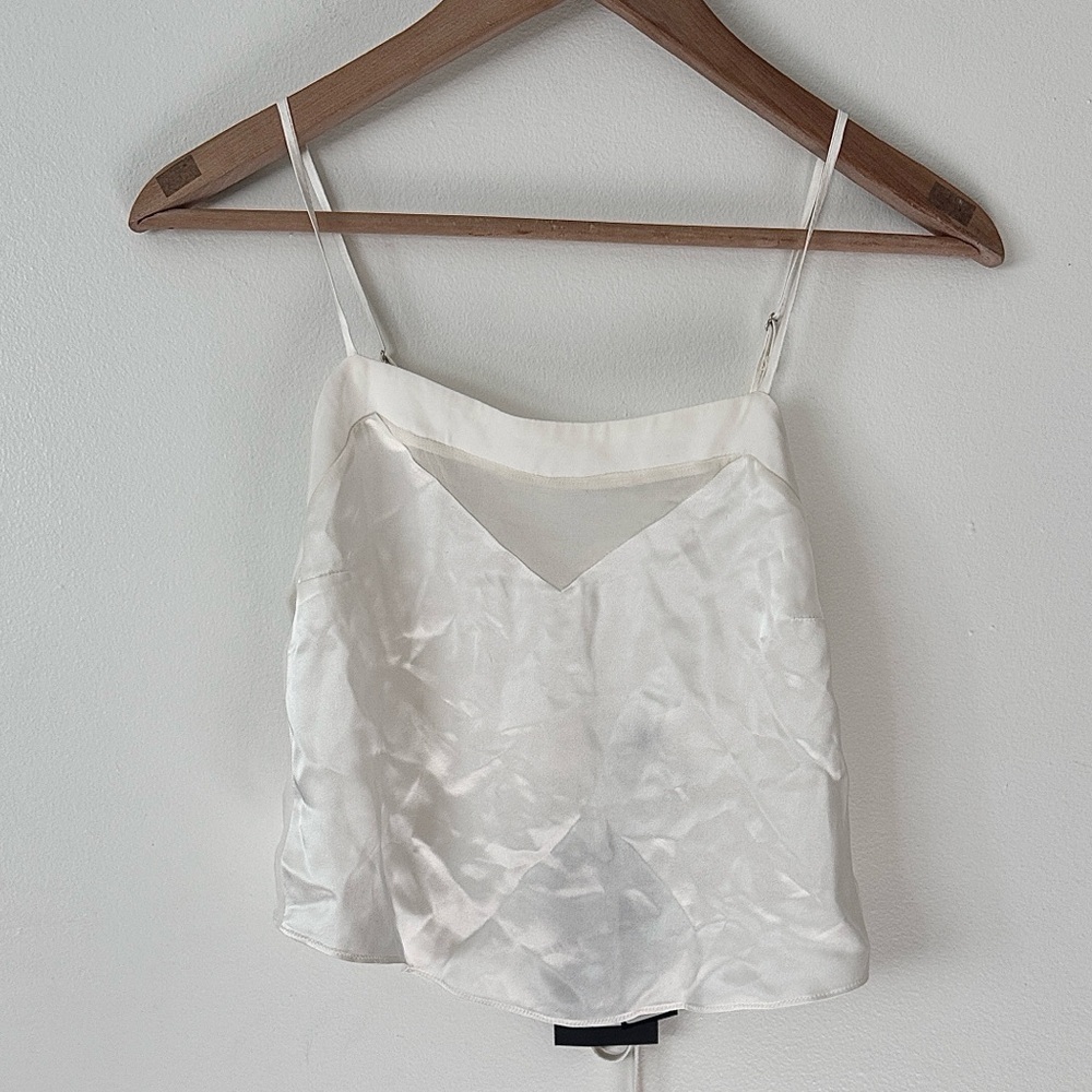NWT Kiki De Montparanasse XS Amour Silk White Crop Top